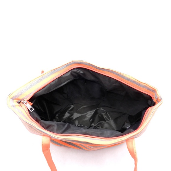 ORANGE JERSEY STRIPED OVERSIZED NEON TOTE - Picture 4 of 4